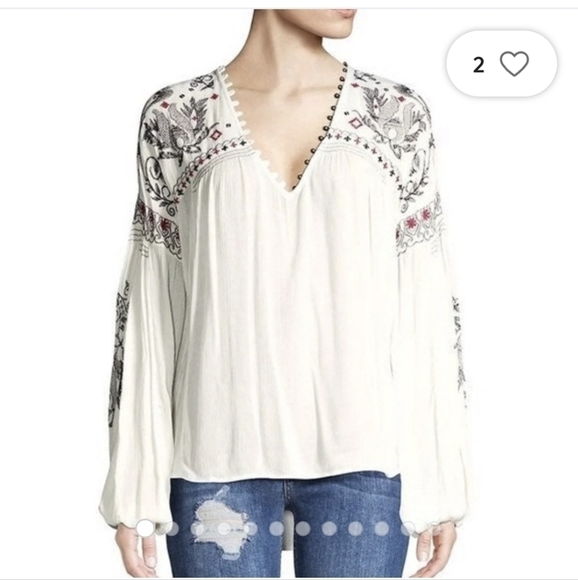 FREE People Boho Oversized Embroidered Tunic Rock it Tonight Top XS - Picture 1 of 16